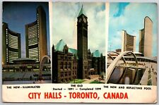 Canada City Halls old and new Toronto Canada Vintage Postcard picture