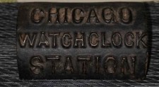 Antique Cast CHICAGO WATCH CLOCK STATION Security Box With Key Attached picture