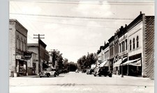 DOWNTOWN MAIN STREET poynette wi c1950 postcard wisconsin real photo rppc picture