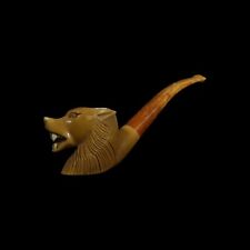 Wolf Block Meerschaum Pipe hand carved smoking tobacco for gift w case  MD-237 picture