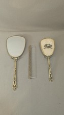 Antique Mid Century Gold Tone Vanity Set w/ Mirror Brush & Comb. Great Condition picture