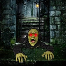 Giant Ground Breaking Skeleton Halloween Outdoor Yard Decor LED Glowing Eyes picture