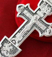 925 Sterling Silver Large Russian Orthodox Sailor Crucifix St Alexander Nevski picture