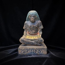 Egyptian Artifacts Rare Authentic Pharaonic Statue Of Egyptian Scribe Sitting BC picture