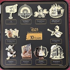 👑 2019 Disney D23 Fan Club Gold Member 10 Pin Set - Boxed Fan-Tastic 10 Years picture
