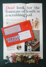 1920s antique ARMSTRONG QUAKER RUG JIGSAW PUZZLE,BROCHURE,ENVELOPE lancaster pa picture