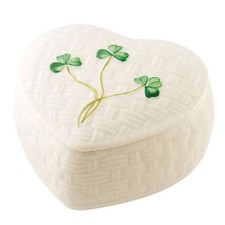 Belleek Classic Kylemore 100% Parian China Trinket Box, Heart-Shaped Box picture