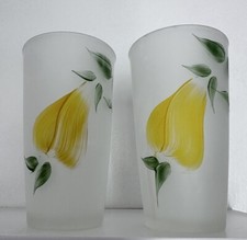 Vintage Tom Collin’s Glasses Frosted Pear Set of Two MCM Bar Ware picture