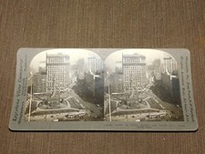 VINTAGE STEREOVIEW STEREOSCOPE CARD PUBLIC SQUARE CLEVELAND OHIO picture
