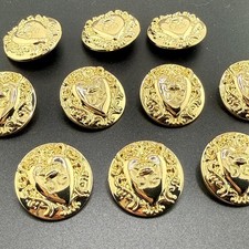 10 LARGE DOLCE GABBANA BUTTONS DG LOGO ROUND LIGHT GOLD METAL 26MM VINTAGE picture