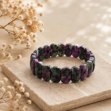 Natural Ruby Zoisite Bracelet Genuine Gemstone Beads Stretch Crystal Unisex Gift picture