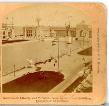 Chicago Columbian Worlds Fair, Goddess Of Liberty & Peristyle--Stereoview WF32 picture