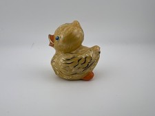 Vintage Monet Yellow Ducky Enamel Trinket Box Blue Rhinestone Eyes Hinged Box picture