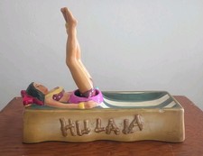 Vintage ~ 1950s Holy Grail Hu La La Hawaiian Hula Girl Nodder Aloha Ashtray picture