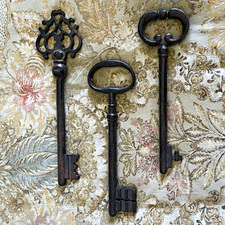 Ballard Design Lot of 3 Metal Keys Antique Style Ornate Decorative picture