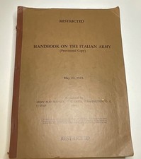 RARE 1943 WWII US Army  Book Italian Army Provisional Intelligence picture