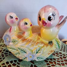 Vintage Norcrest or Napco Inarco? Birds on Yellow Nest Planter E 1678 picture
