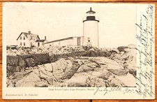 Goat Island Lighthouse Cape Porpoise Maine Postcard PC 1905 picture