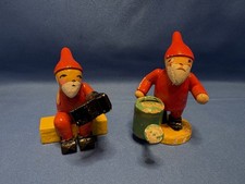 ERZGEBIRGE Wendt Kuhn Gnome Boot Watering Figurines Wooden Vintage Germany 1930s picture
