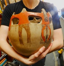 HUGE OLD TOHONO O'ODHAM FRIENDSHIP POTTERY POT, SGND MANUELS, C 1970, 32