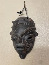 African Fang Mask Antique Vintage Hand Carved 7”Made of Clay picture