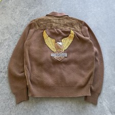 True Vintage 1970s Custom Harley Davidson Patch Suede Leather Jacket picture
