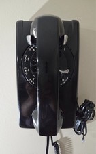 1961 Black Western Electric Rotary 554 Wall Phone Excellent Condition WORKS picture