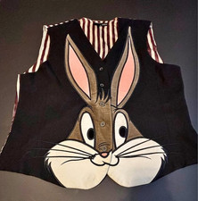 Vintage Warner Brothers Bugs Bunny Vest RARE Wool Patchwork Front FLAW picture