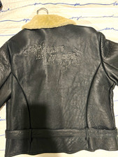Harley-Davidson Black Leather Shearling Lined Belted Zip-Up Jacket XL picture