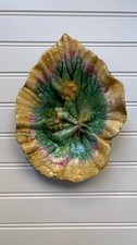 Antique Estruscan Majolica Begonia Leaf Dish Griffen, Smith & Hill, 8.75” picture