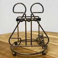 Vtg 1950s Letter & Pen Metal Holder Roses