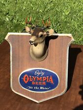 Vintage 1950's Olympia Beer Wildlife Deer Head Bar Sign Wall Plaque picture