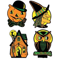 Beistle Vintage Halloween Cutouts 4-Count – Double-Sided Decorations with Retro picture