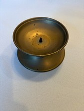 Vintage Solid Brass Pillar Candle Holder Short Pedestal Dish Pricket Spike Base picture