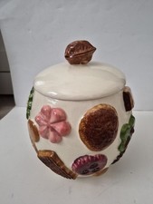 1950s Cookies All Over Cookie Jar Los Angeles Pottery Vtg Walnut Knob NICE picture