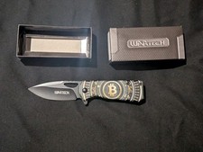 Wartech Bitcoin Pocket Knife Black Blade 6.25 inch picture