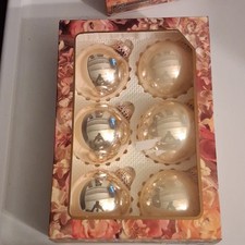 KREBS Renaissance Exquisite Christmas Glass Gold Ornament Balls Set of 6 picture