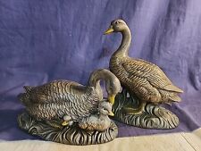 1971 Atlantic Mold Ceramic Canadian Geese  Figurines 1 male &1 female W/Goslings picture