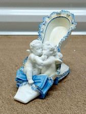 Antique French Vion et Baury Porcelain Figurine, Cherubs on Shoe, 5.5