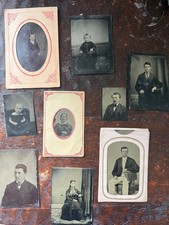 Tintype Ferrotype lot of women, men and children picture