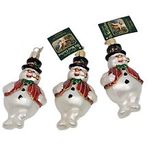 Lot of 3 2002 Old World Christmas Mr. Frosty Ornaments 2W Paper Tags Metal Tags  picture
