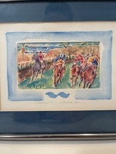 UNKNOWN ARTIST, Original Watercolor, Del Mar, California Horse racing. Framed. picture