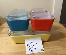 VTG PYREX 1940s Primary Colors Refrigerator Dishes 8pc SET W Lids COMPLETE MINTY picture