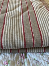 Vintage French Long Length 1980s UNUSED Ticking Stripe Herringbone Fabric 9.7 ft picture