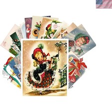 Children's Vintage Christmas Greeting Cards - 24 Retro Postcard Variety Pack picture