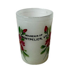 MONTPELIER VT VERMONT ANTIQUE Souvenir DEPRESSION WHITE Glass TRINKET CUP picture