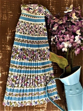 NOS 40s/50s Everpleat Apron Blue Lavender Sage Stylized Floral Mad Men picture