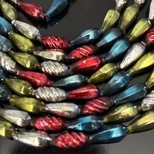 Vintage Antique Mercury Glass Christmas Garland Unique Oval Beads 126