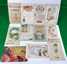 Lot of 11 vintage antique postcards 1900s-1910s Embossed Easter Birthday Comic picture