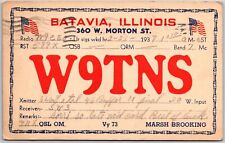 1937 QSL Radio Card W9TNS Batavia IL Amateur Radio Station Posted Postcard picture